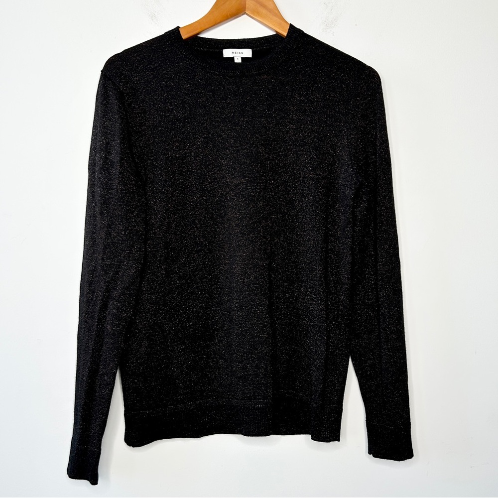 REISS Daventry Men’s Sweater Size Small Black Metallic Copper Knit Luxury